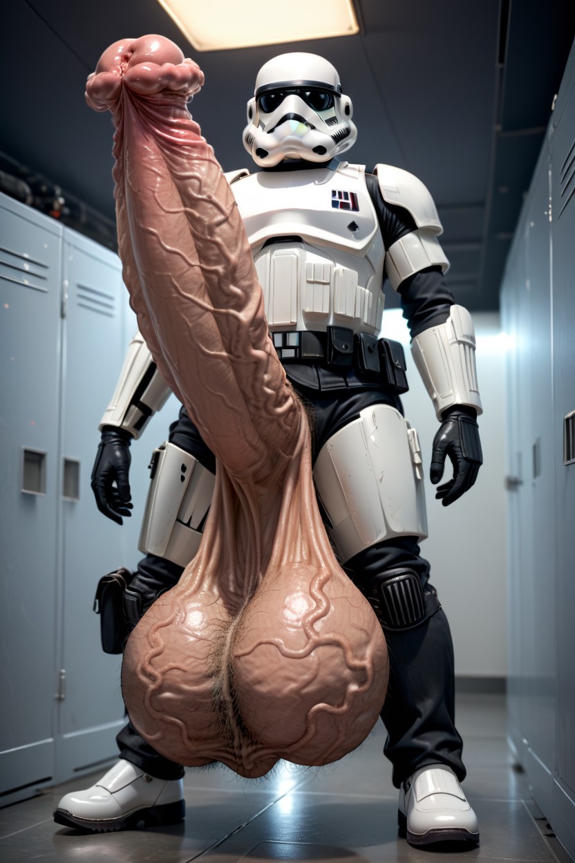 Hyper Balls, Flared Penis, Balls Covered Completely By Hair Shemale AI Porn