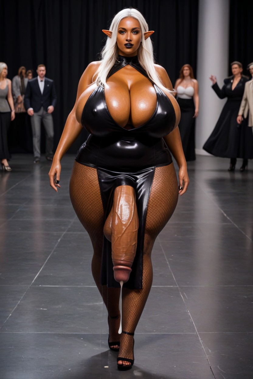 Fishnets, Nip Slip, Thick Shemale AI Porn