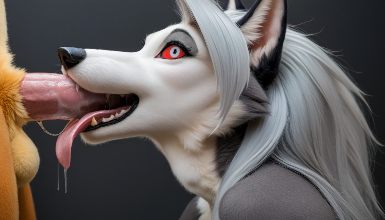 Photorealistic, Sucking Penis, Excessive Saliva Furry AI Porn