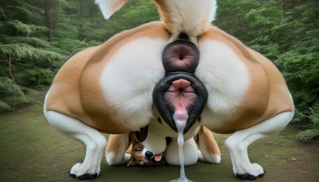 Brown Pussy, Brown Anus, Dog Furry AI Porn