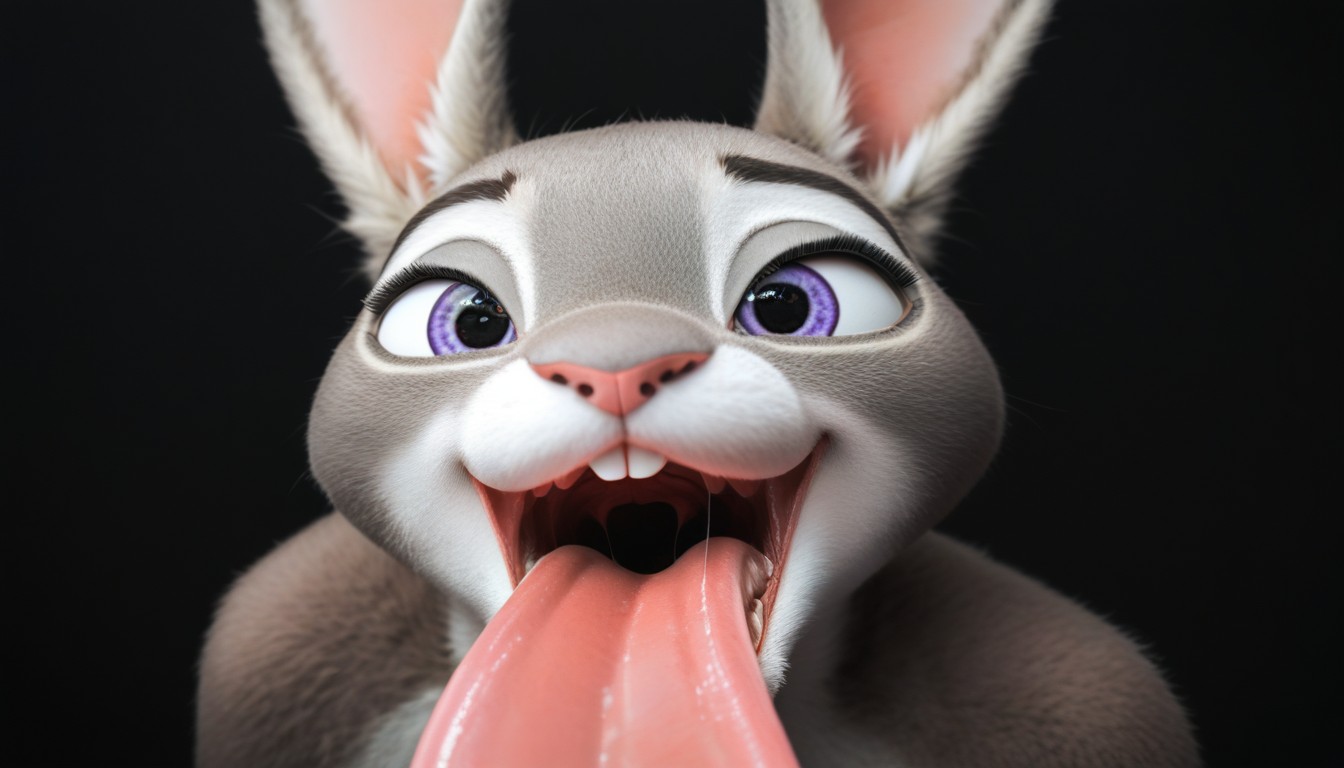 Mouth Agape, Judy Hopps, Excessive Saliva Strands Asian AI Porn