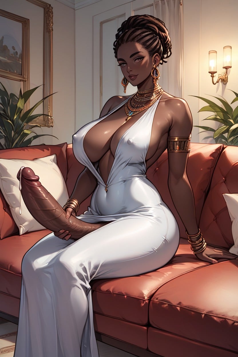 Plunging Neckline, Extra Tight Dress, Precum Splatter Shemale AI Porn