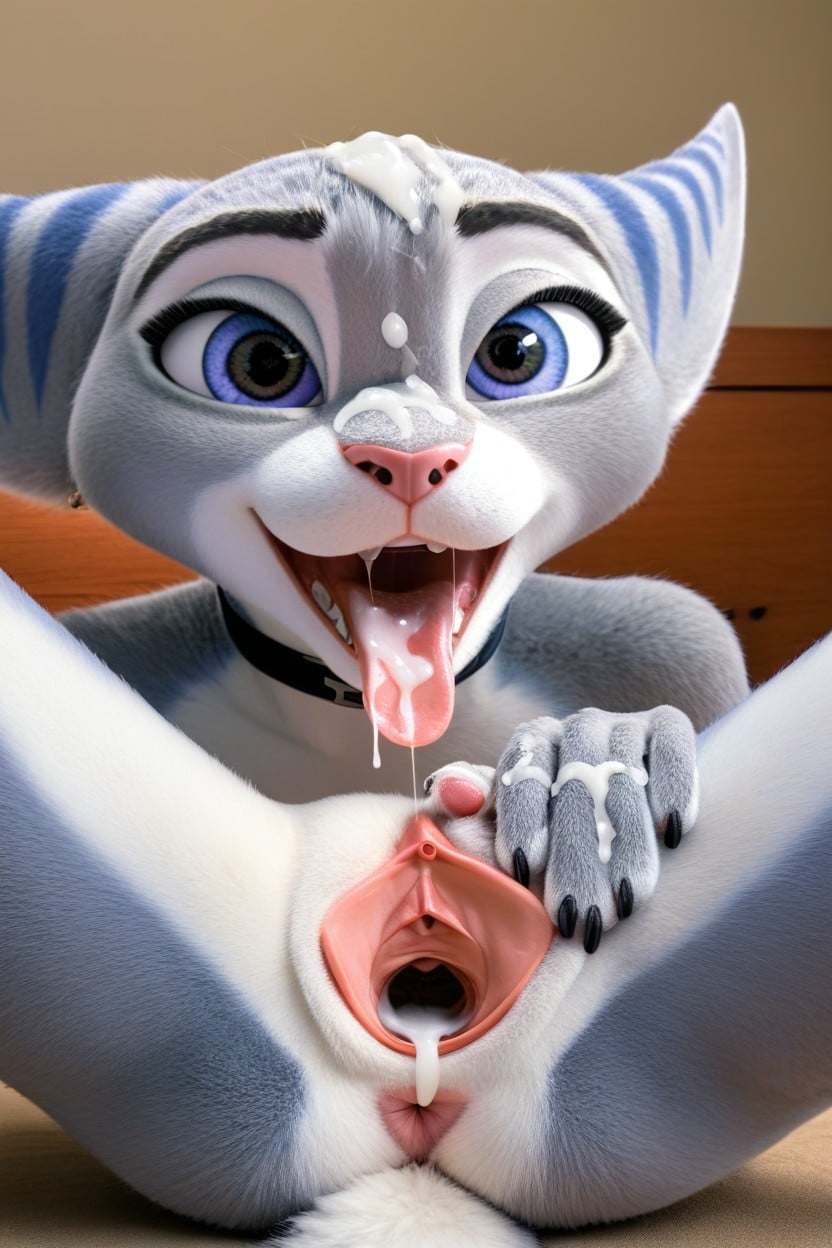 Spread Pussy With Fingers, Lesbian Sex, Squirt Furry AI Porn