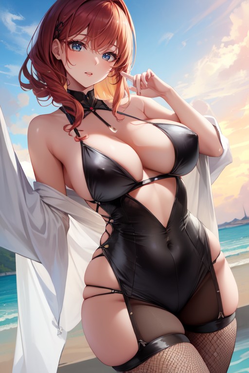Immersive, Voluptuous, Fishnet Bodysuit Hentai AI Porn