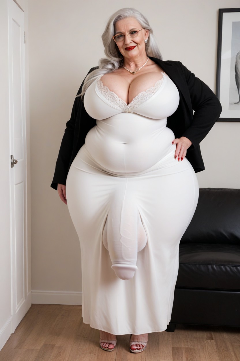 Gigantic, Glasses, Large Hyper Hips Shemale AI Porn