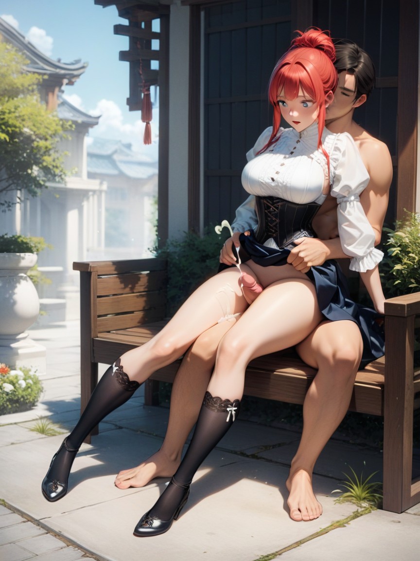 Cum On Her Thighs, Blue Eyes, Horny Screaming Face AI Porn