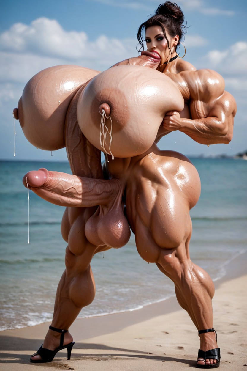 No Balls, Firm Ass, Heavy Breasts Shemale AI Porn