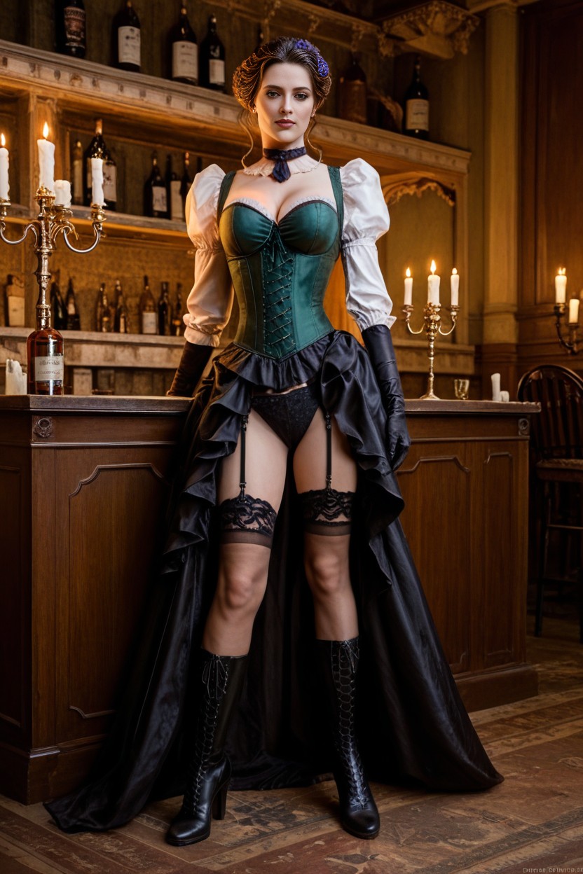 Victorian Stockings, Victorian Laced Leather Boots, Prostitute AI Porn