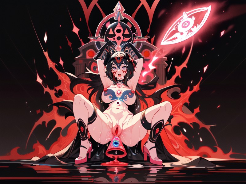 Crimson Goo Hair, Illustrations, Best Aesthetic AI Porn