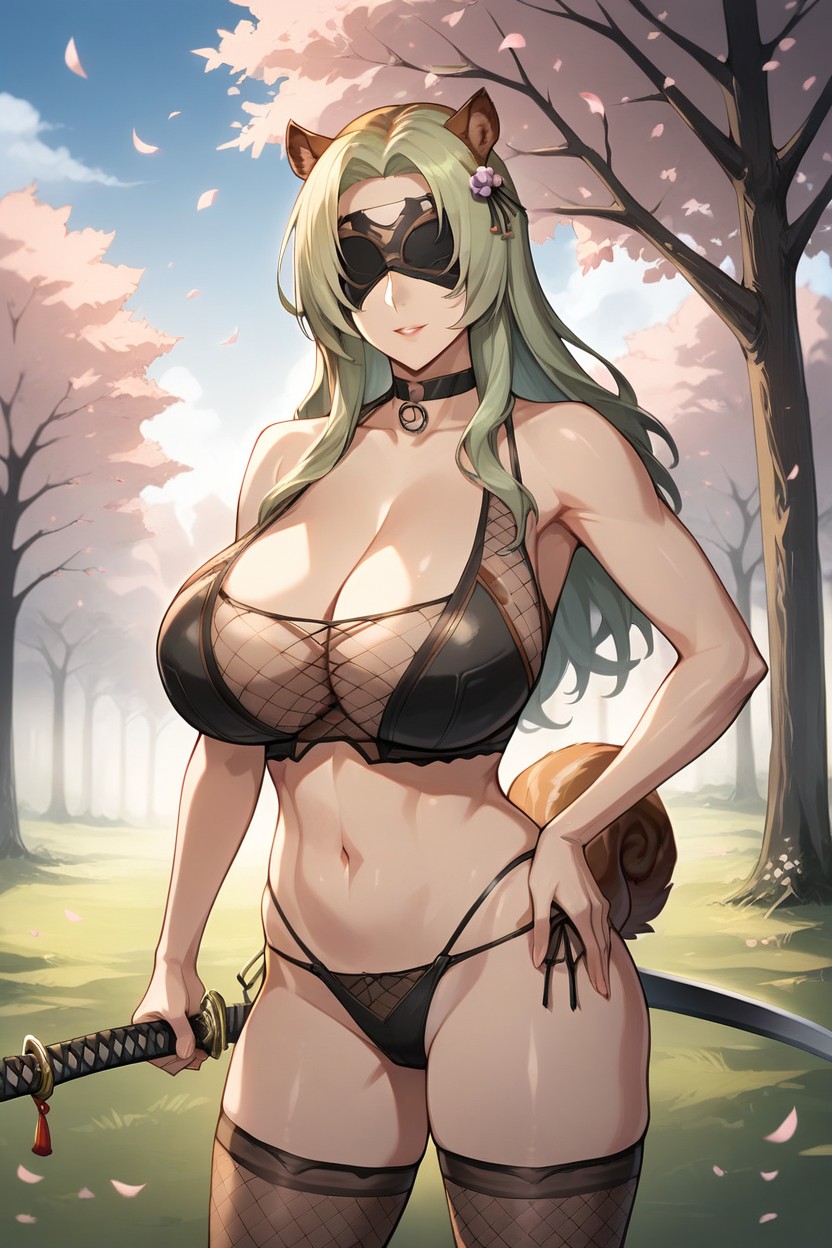 Fishnets, Choker, Navel Hentai AI Porn