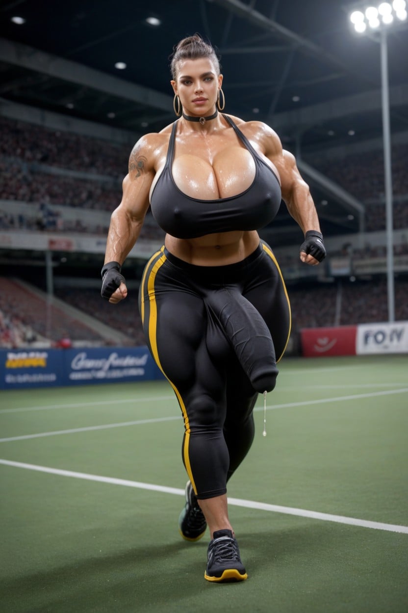 Cleavage, Heavily Tattooed, Dick Outline Shemale AI Porn
