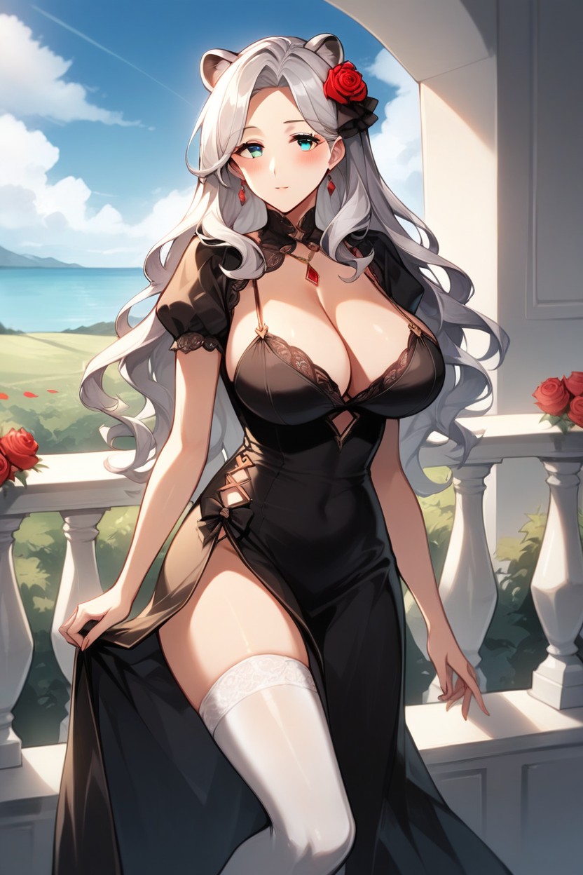 Long Dress, Hair Flower, Long Hair Hentai IA