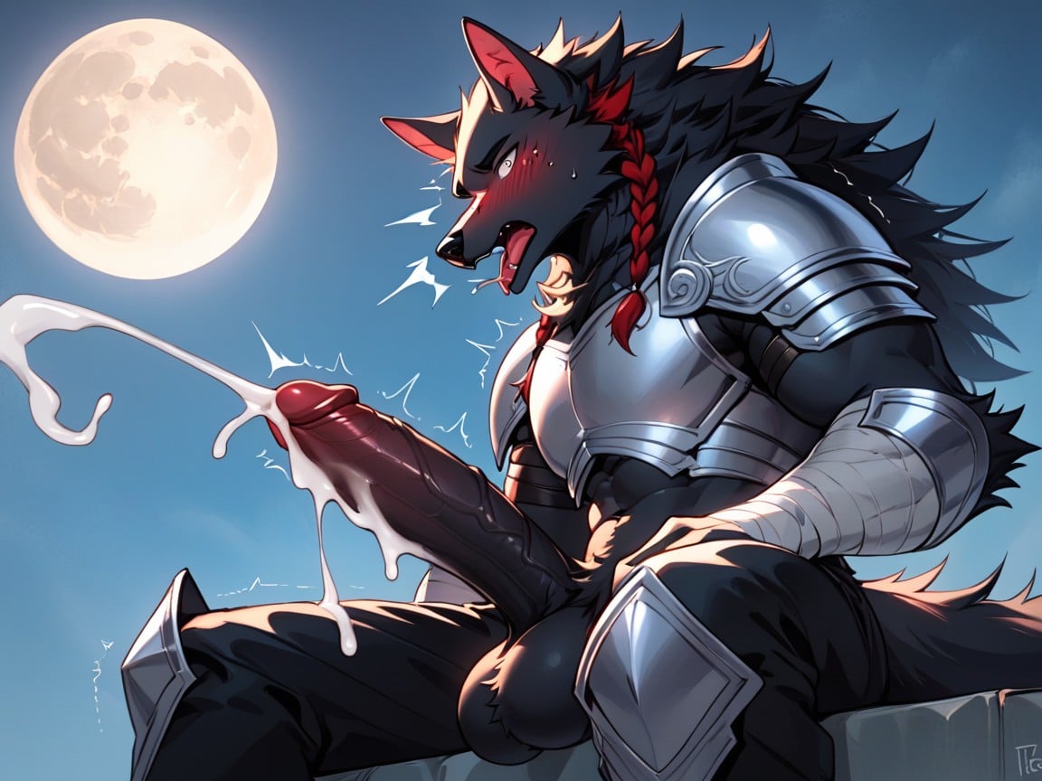 Blushing, Huge Cumshot, Big Furry Balls Furry AI Porn