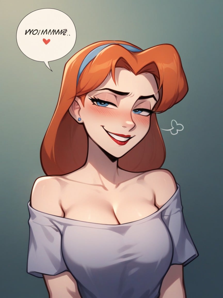 Speech Bubble, Off-shoulder, Disney Style AI Porn