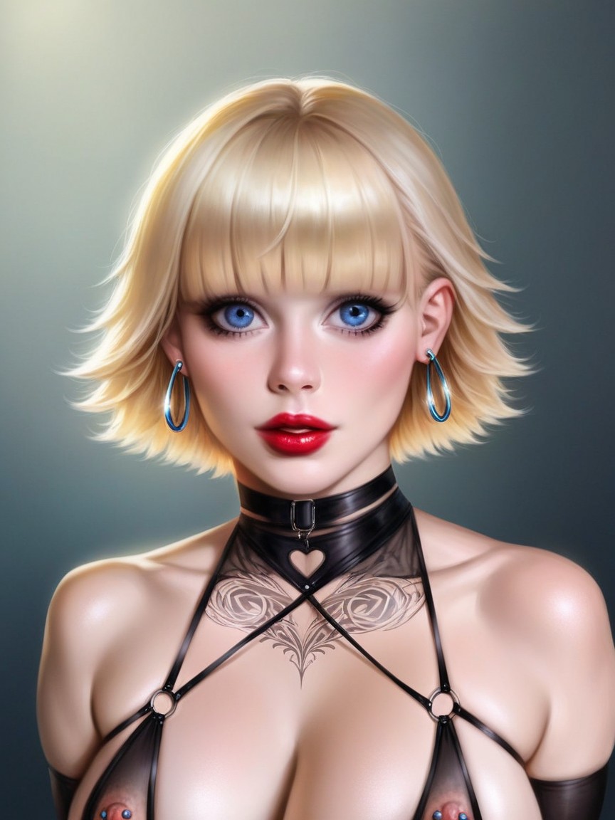 Black Pupils, Oval Face, Big Eyes Shemale AI Porn