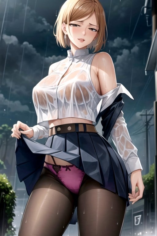 Wet T-shirt, Large Breast, Kugisaki Nobara (jujutsu Kaisen) Shemale AI Porn