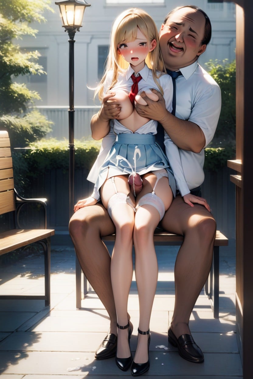 High Heels, Skinny Body, Bench AI Porn