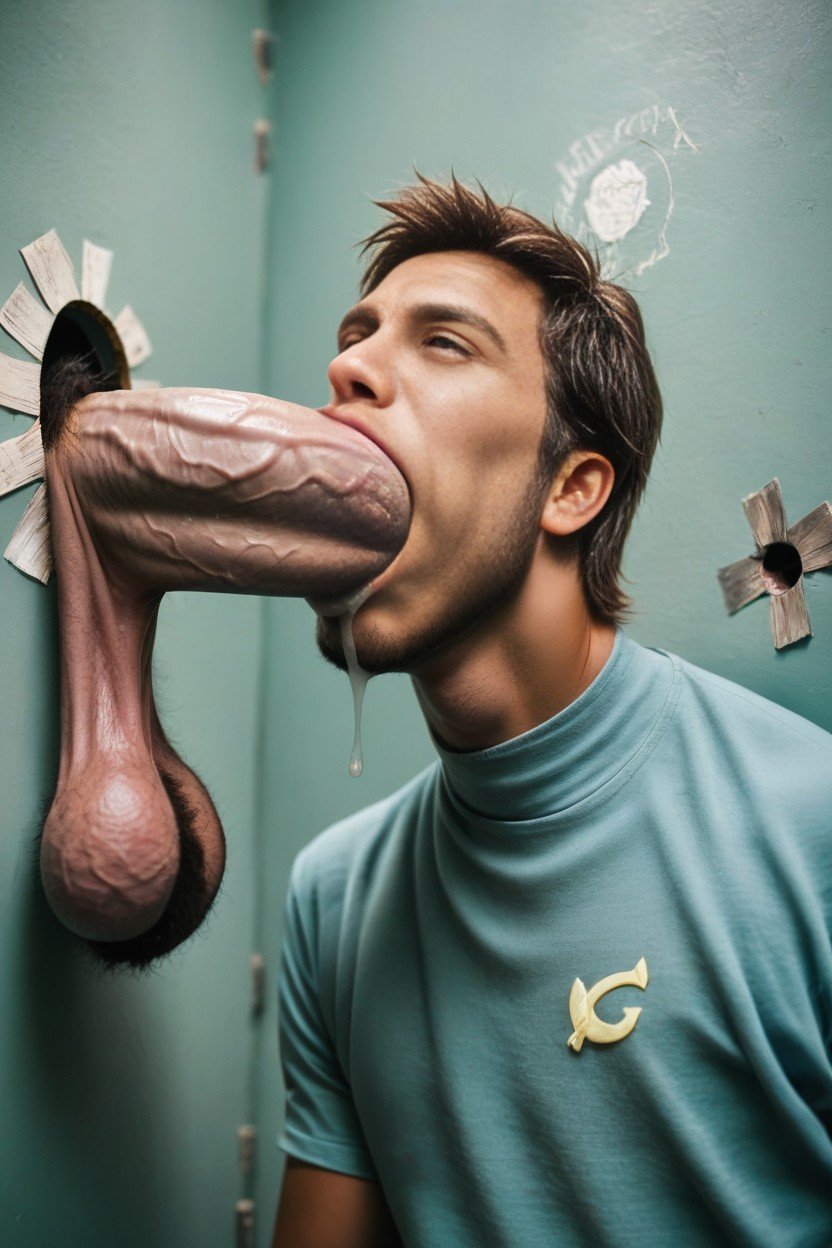 Precum, Pale Skin, Huge Cock Sticking Out Of Round Hole In Wall Porno gay IA