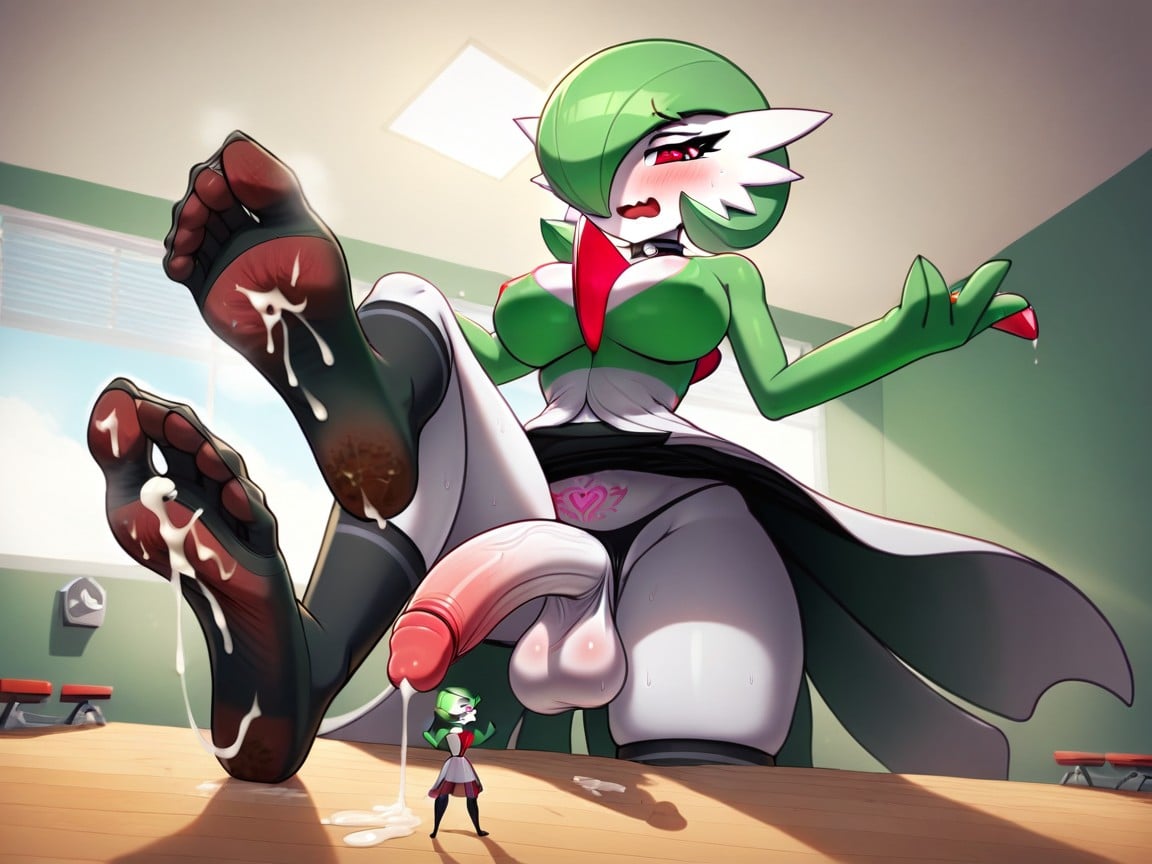 Gardevoir Forces Micro To Be Under Her Heels With Her Aching Socks, Gardevoir Wet Dripping Socks, Micro Getting Teased By Giantess Furry AI Porn
