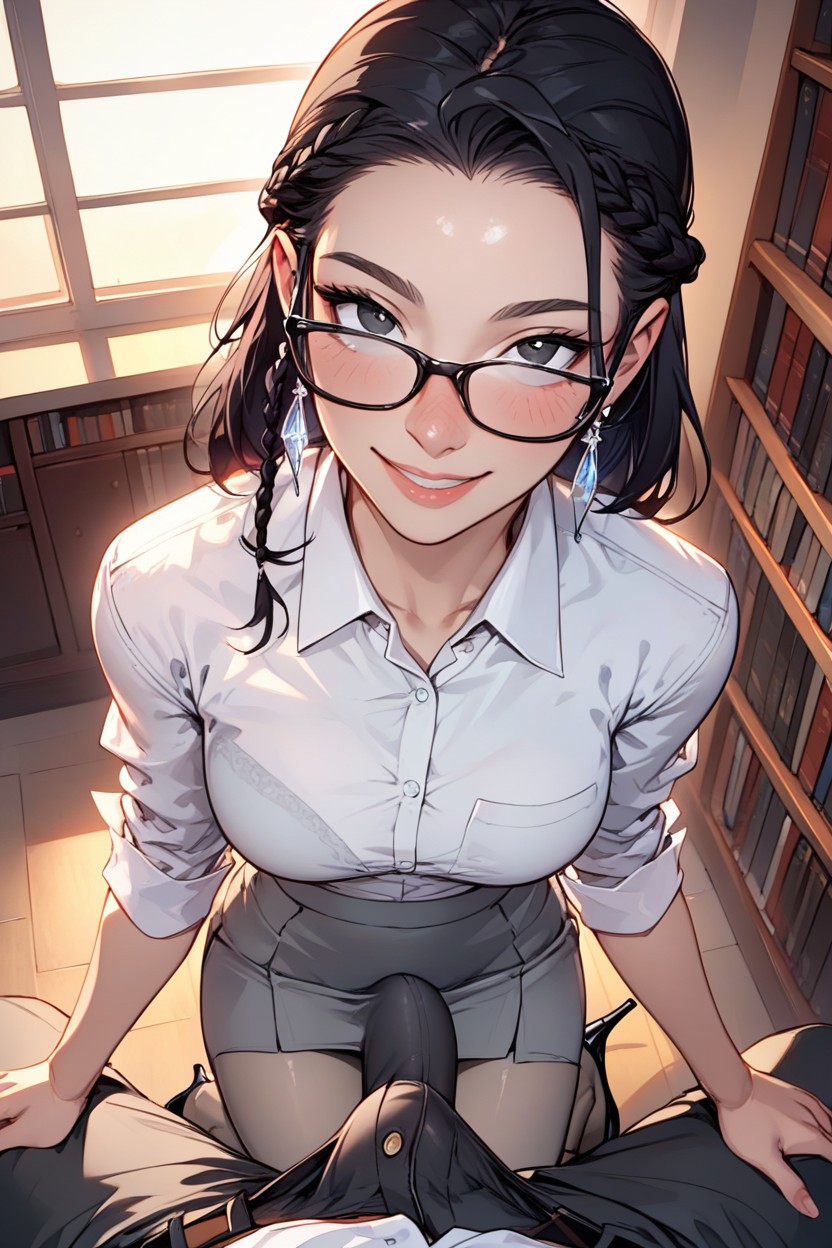 Male Wearing T-shirt, Gray Mini Skirt, Small Breast AI Porn