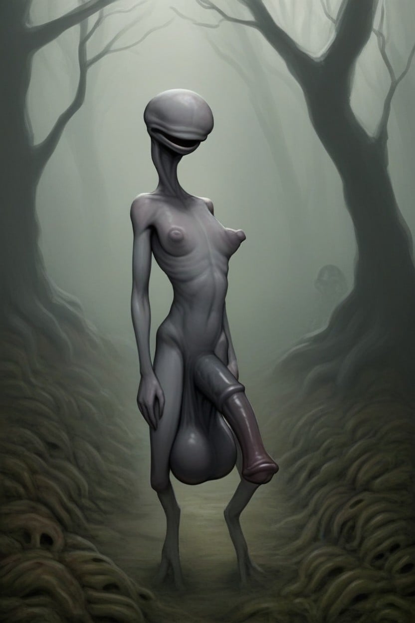 No Eyes, Bald, No Facial Features Shemale AI Porn