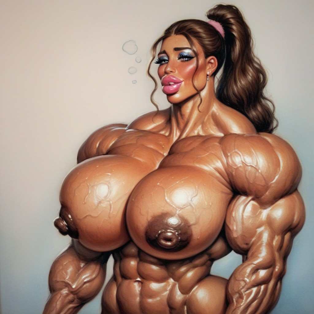 Meatie Cock, Sweaty, Brunette Shemale AI Porn