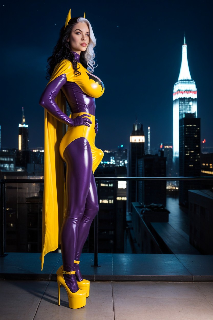 Skinny, City Lights, Hands On Waist Shemale AI Porn