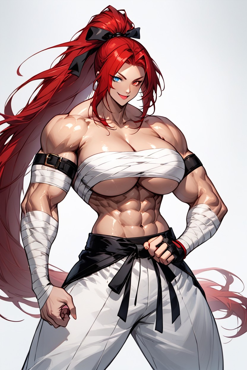 Extremly Tall, Proud Face, Ponytail Tied With A Long Black Ribbon AI Porn