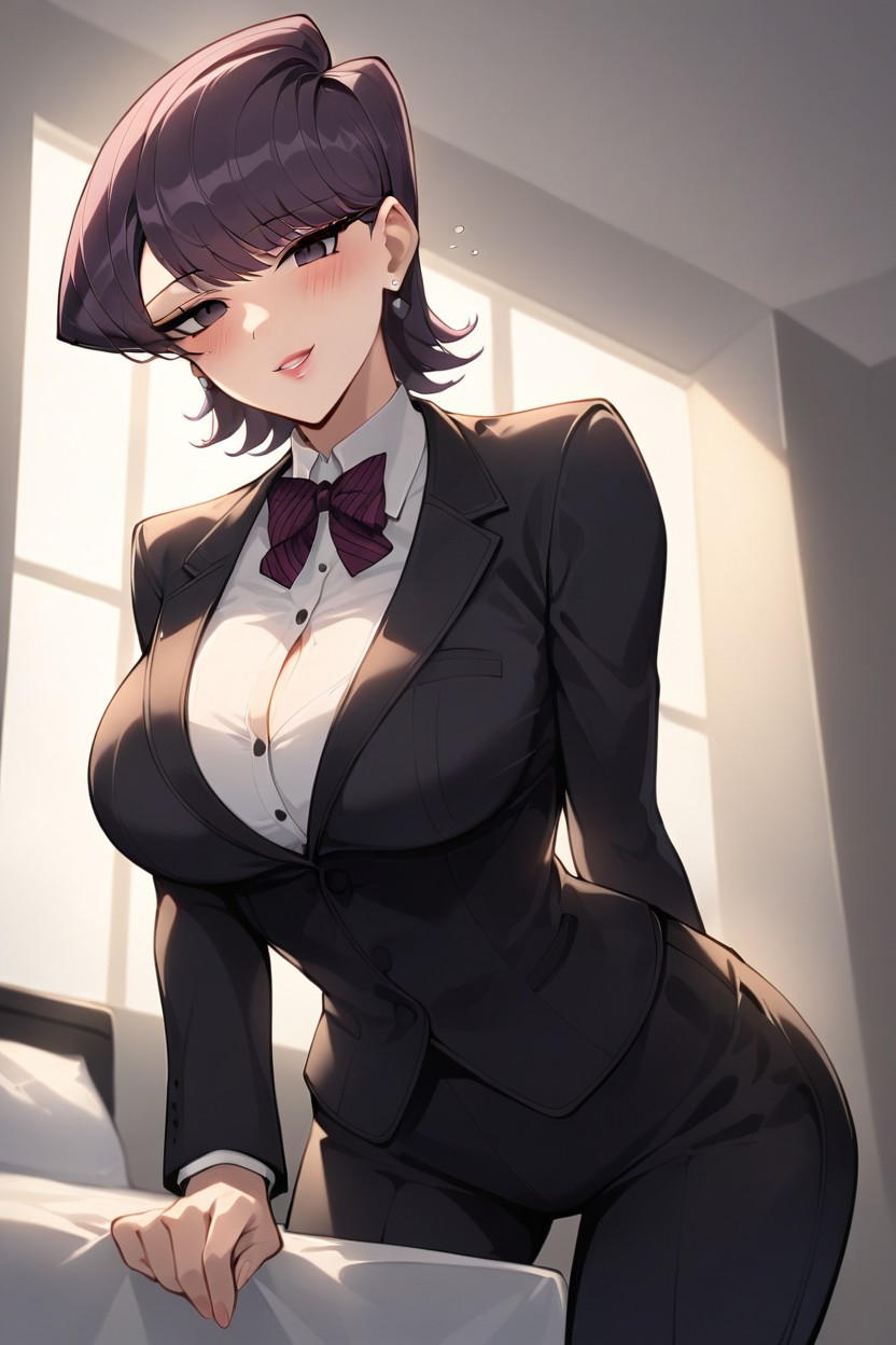 Black Pants, Bending Over, Front Profile AI Porn