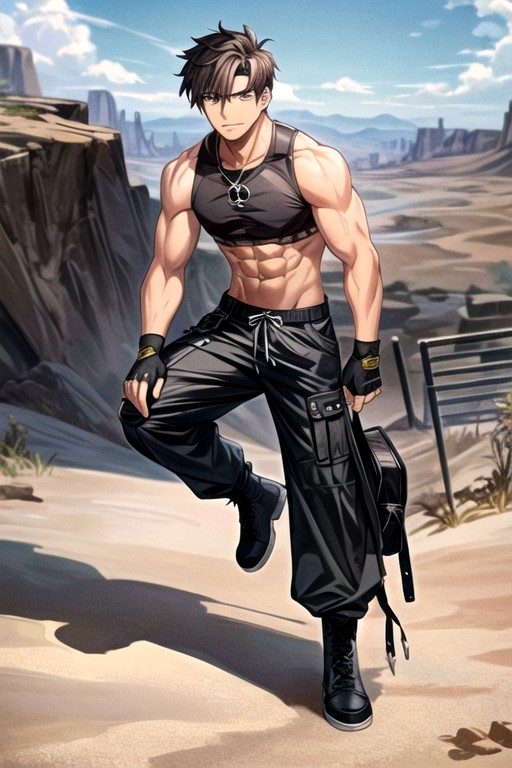 Black Hair, Desert, Male Latino AI Gay Porn
