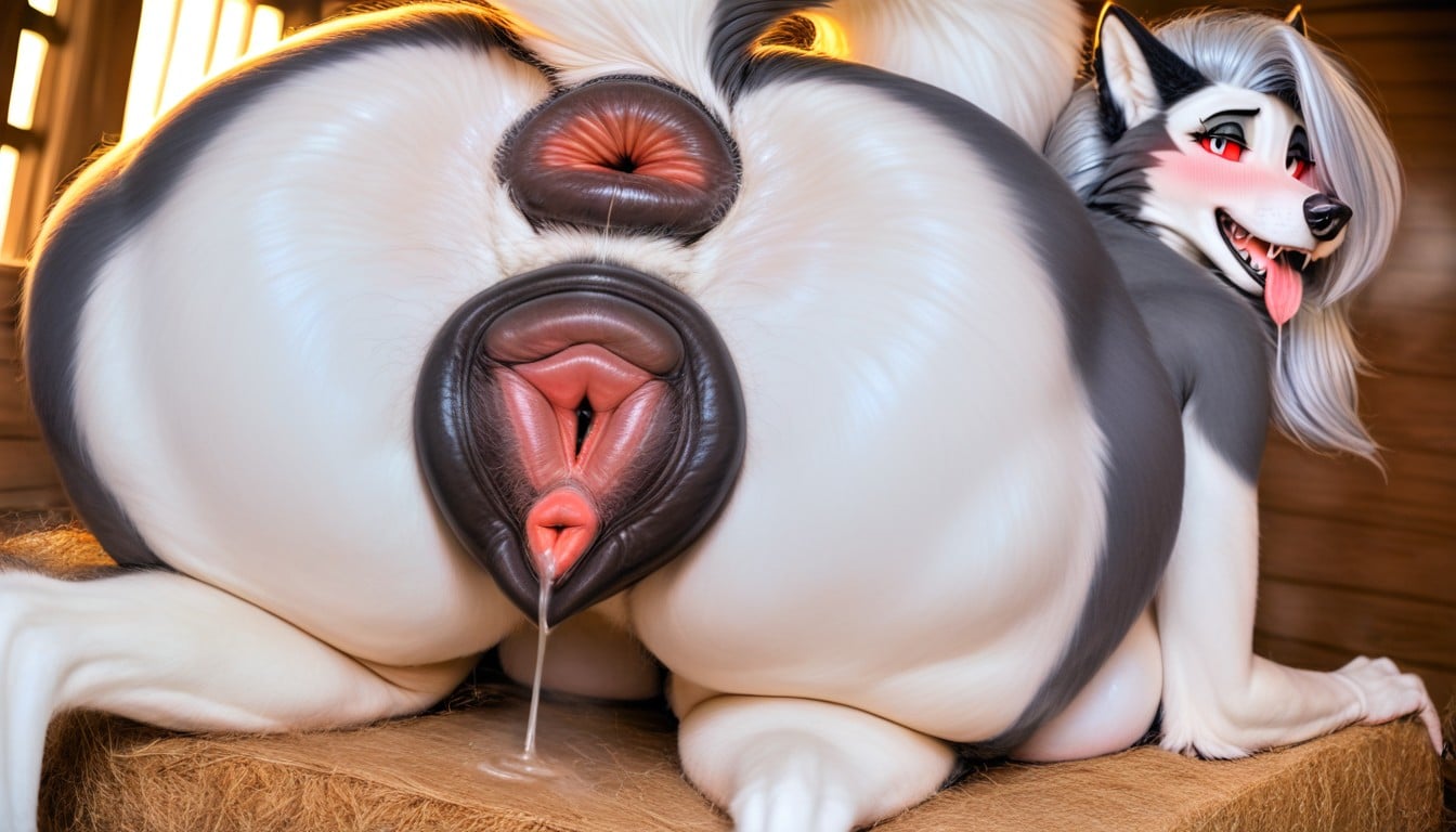 Long Loona Style Hair, High Res, Childbearing Thighs Furry AI Porn