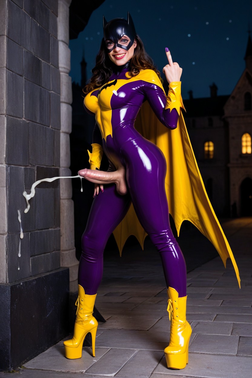 Batgirl, Grin, Large Lips Shemale AI Porn