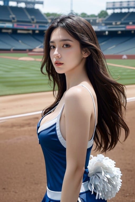 Baseball Cheerleader - Cheerleader, Wind In Hair, Baseball Stadium Furry AI Porn