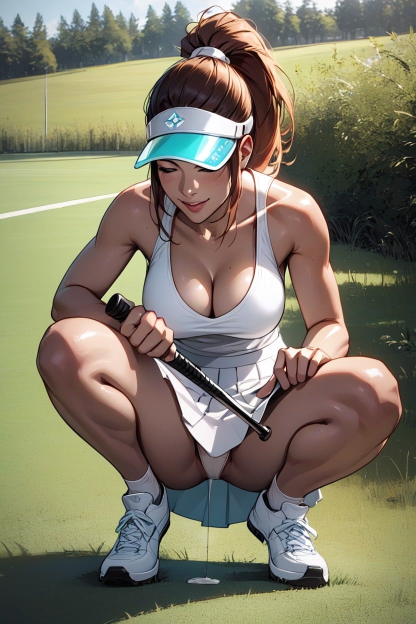 Sexy, Cleavage, Squatting AI Porn
