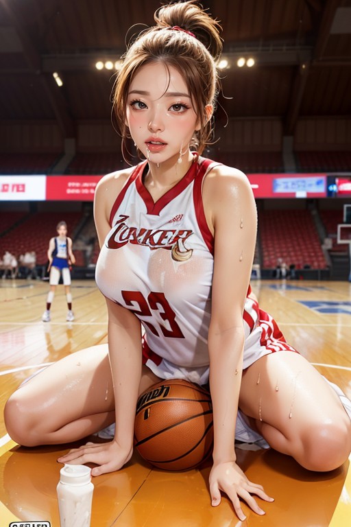 Medium Ass, Topless, Lying In Basketball Court Missionary Position Sex Porno asiático IA