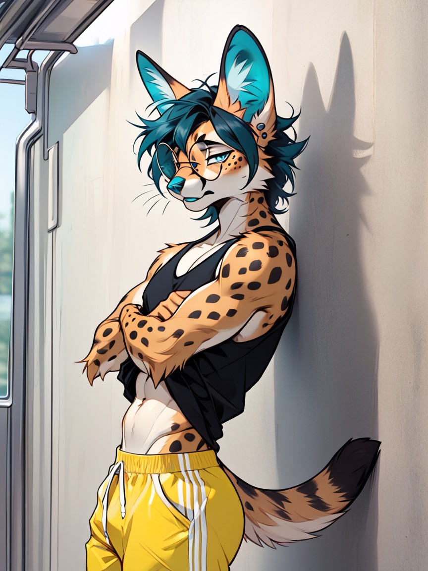 Pecs, Baggy Tank Top, Short Length Furry AI Porn