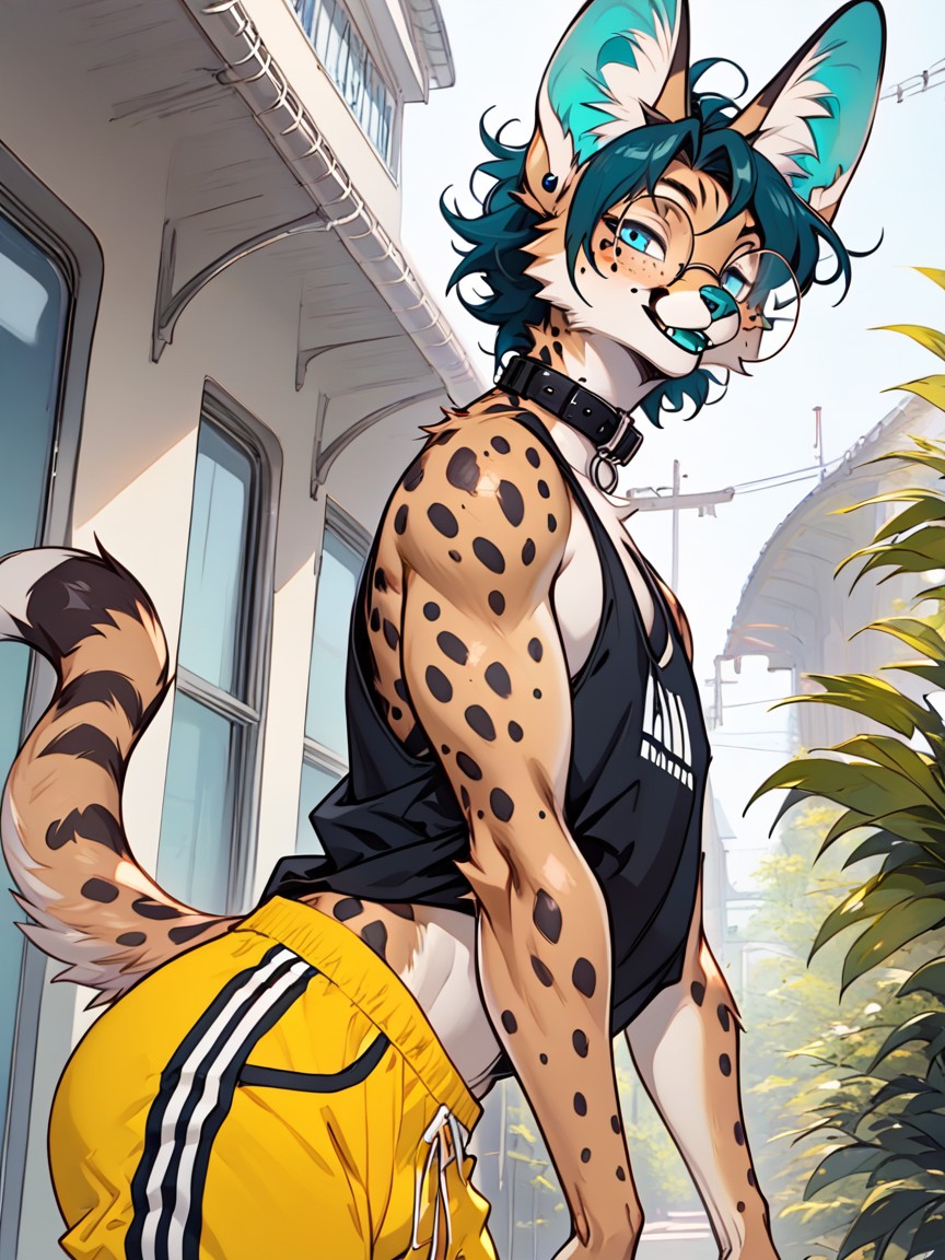 Male, Baggy Tank Top, Yellow Sweatpants Furry AI Porn