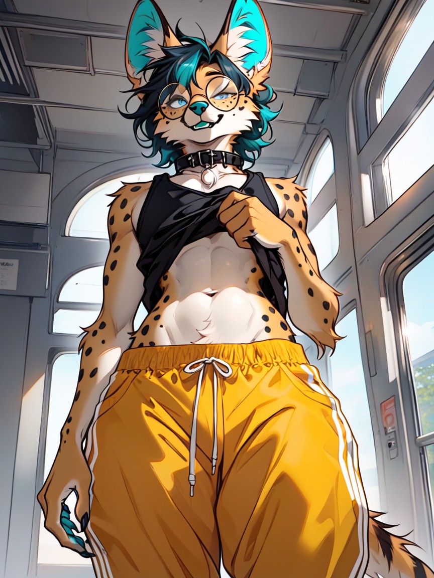 Leaning Back, Slender Body, Lift Hem With Hand Furry AI Porn