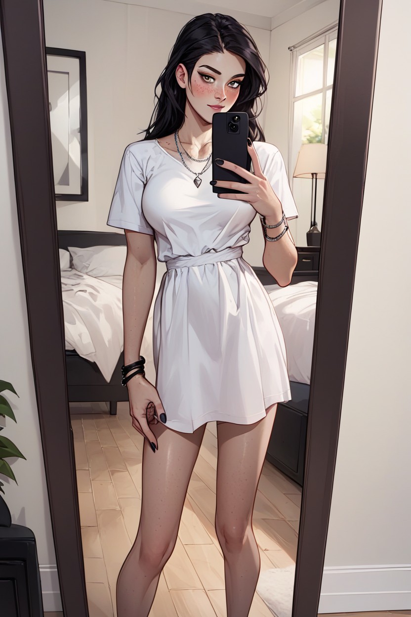 Mascara, Black Hair, Detailed AI Porn