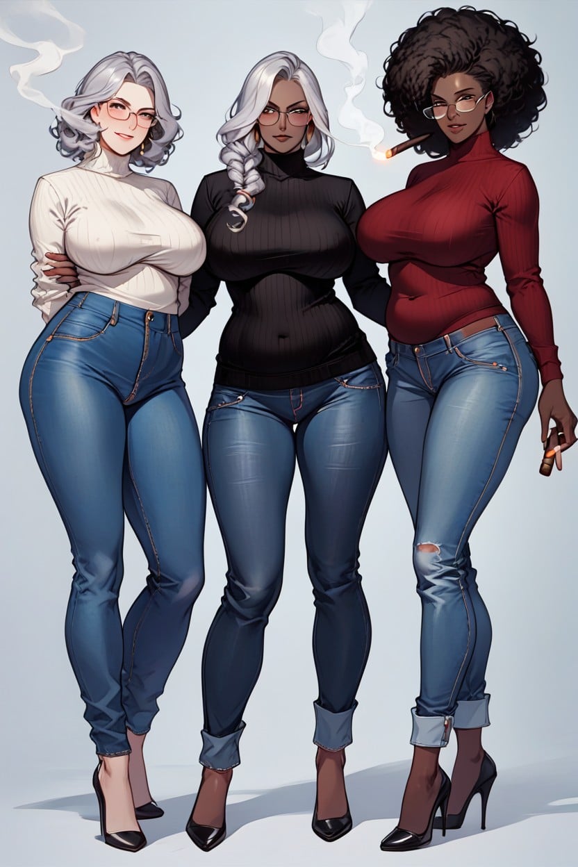 Harem, Jeans, Ash Hair AI Porn