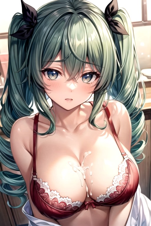 Red Bra, Pale-green Hair, 18 AI Porn