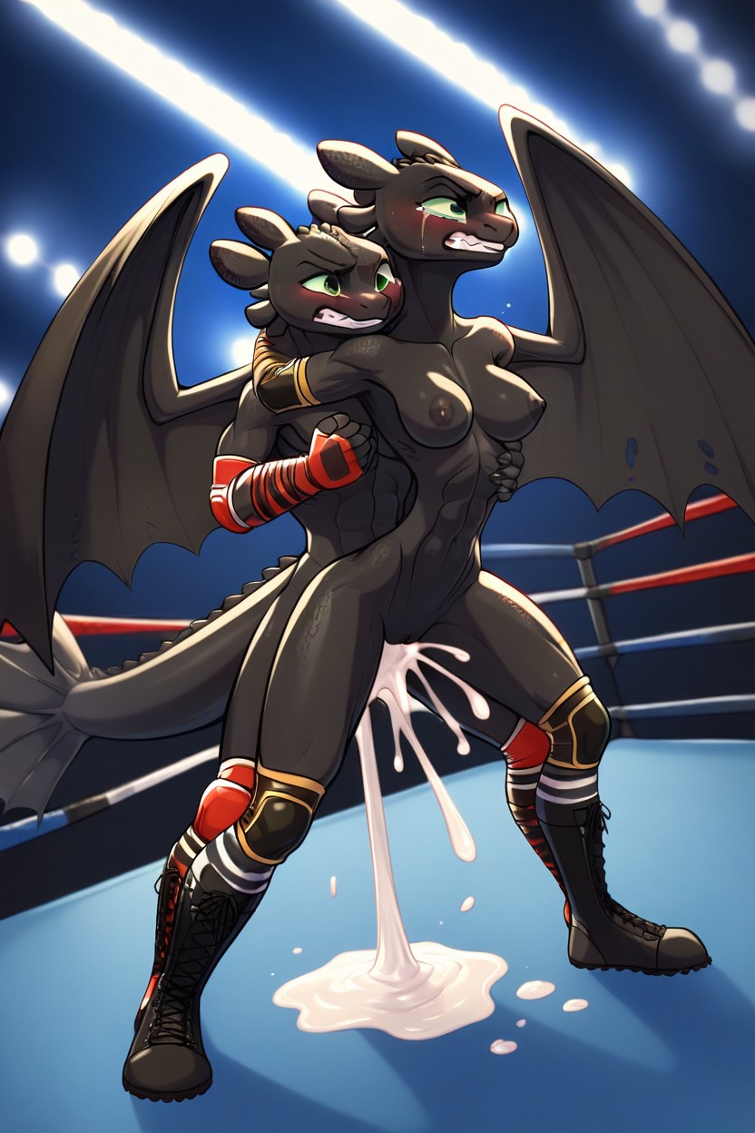 Night Fury, Laced Wrestler Boots, Camera Flashes Furry AI Porn