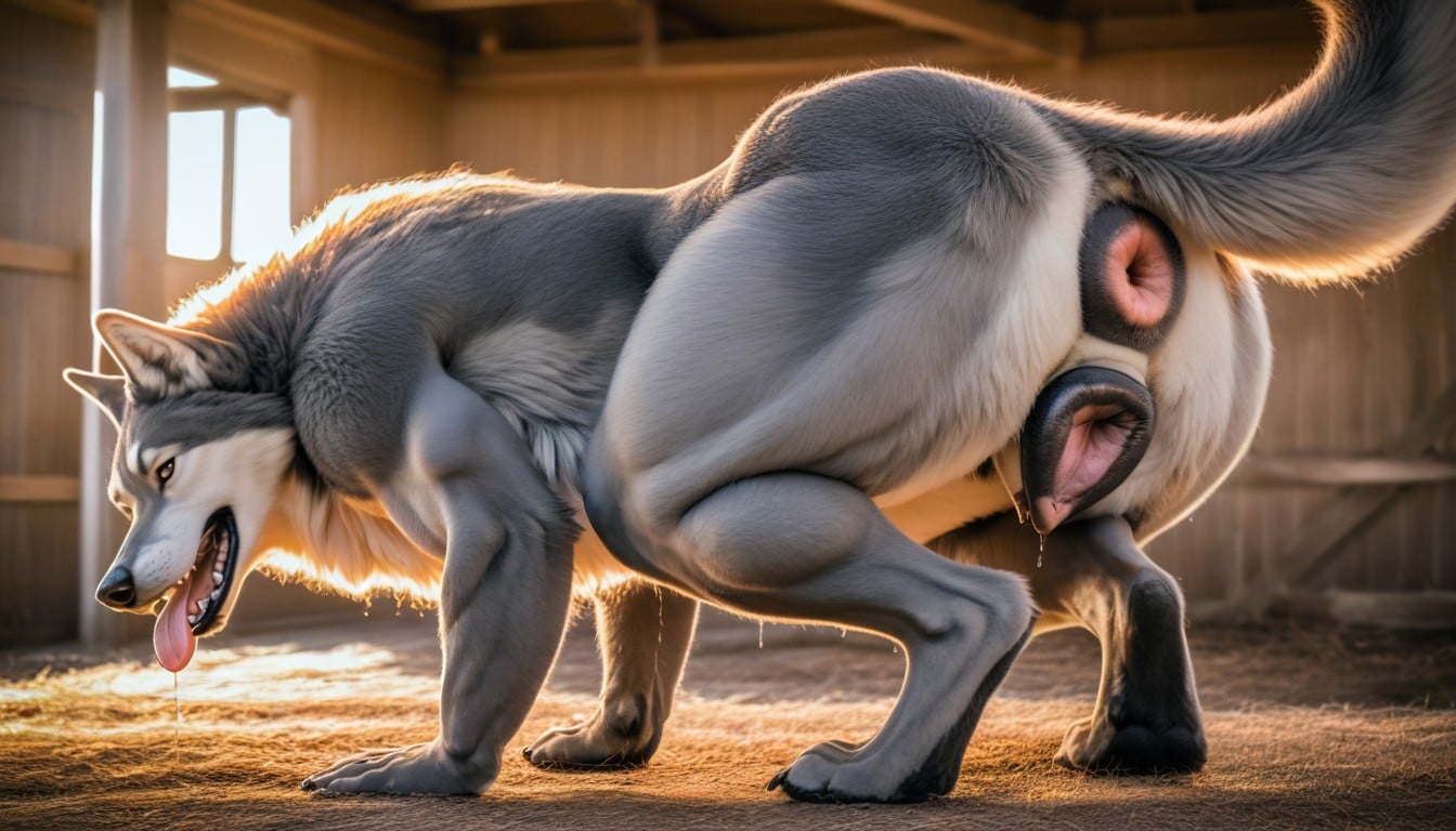 Rim Lighting, Wet Genitals, Side View Furry AI Porn