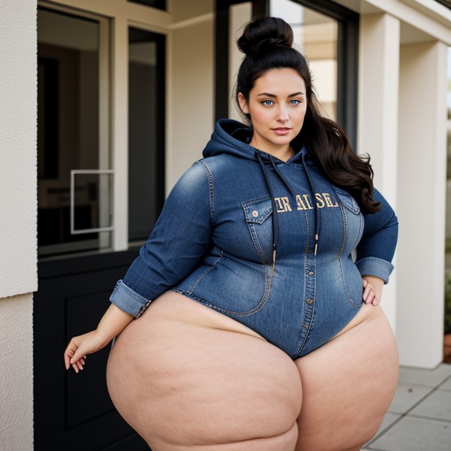 Double-wide Hips, Hair Updo, Blue Eyes AI Porn