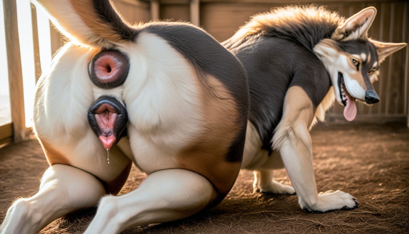 Looking At Viewer, Canine Pussy Focus, Prominent Canine Pussy Furry AI Porn
