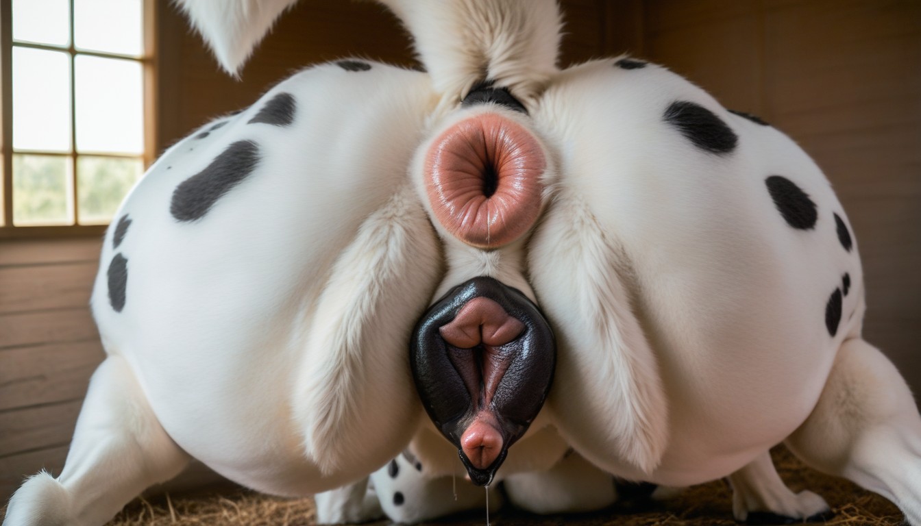 Side View, Dark-brown Canine Pussy, Extremely Large Ass Furry AI Porn