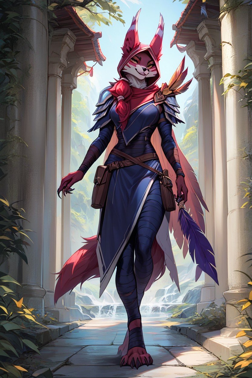 Full Body View, Xayah With Aluminum Skin Furry AI Porn