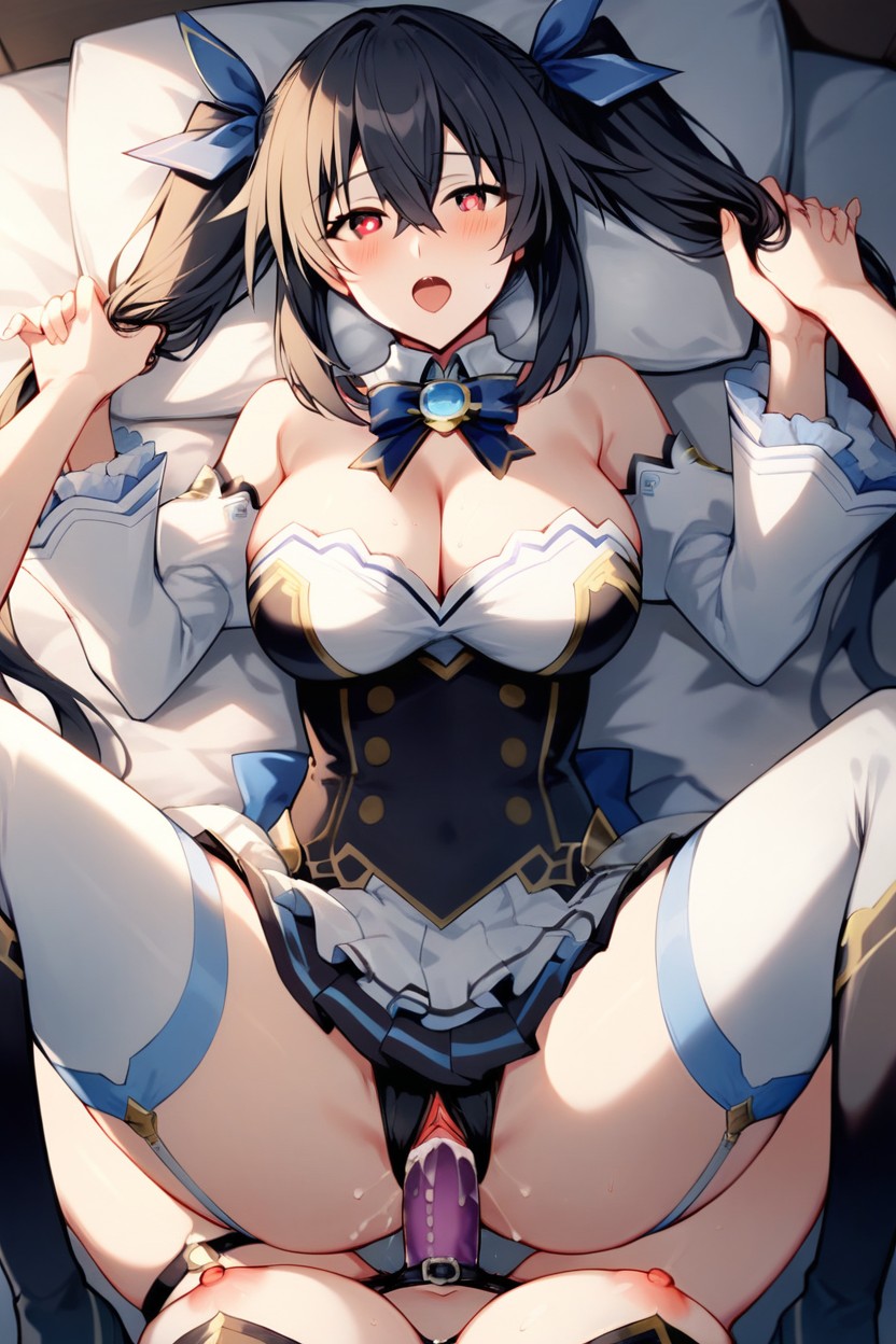 Cleavage, Eyebrows Visible Through Hair, Hair Between Eyes Hentai AI Porn