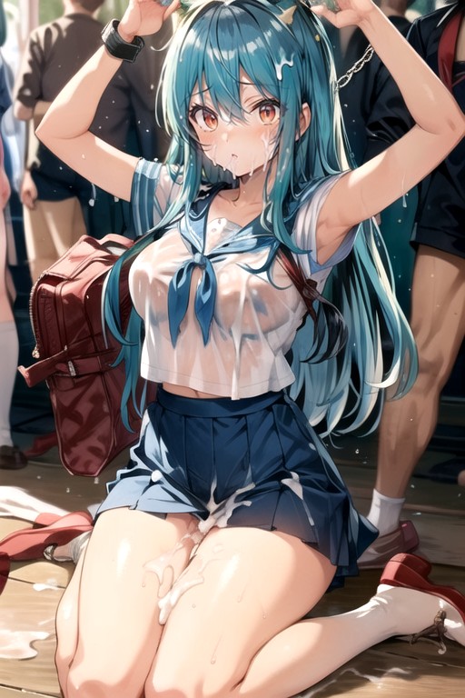 Mucha Gente Alrededor, Semen From Pussy, Bound Legs Hentai IA