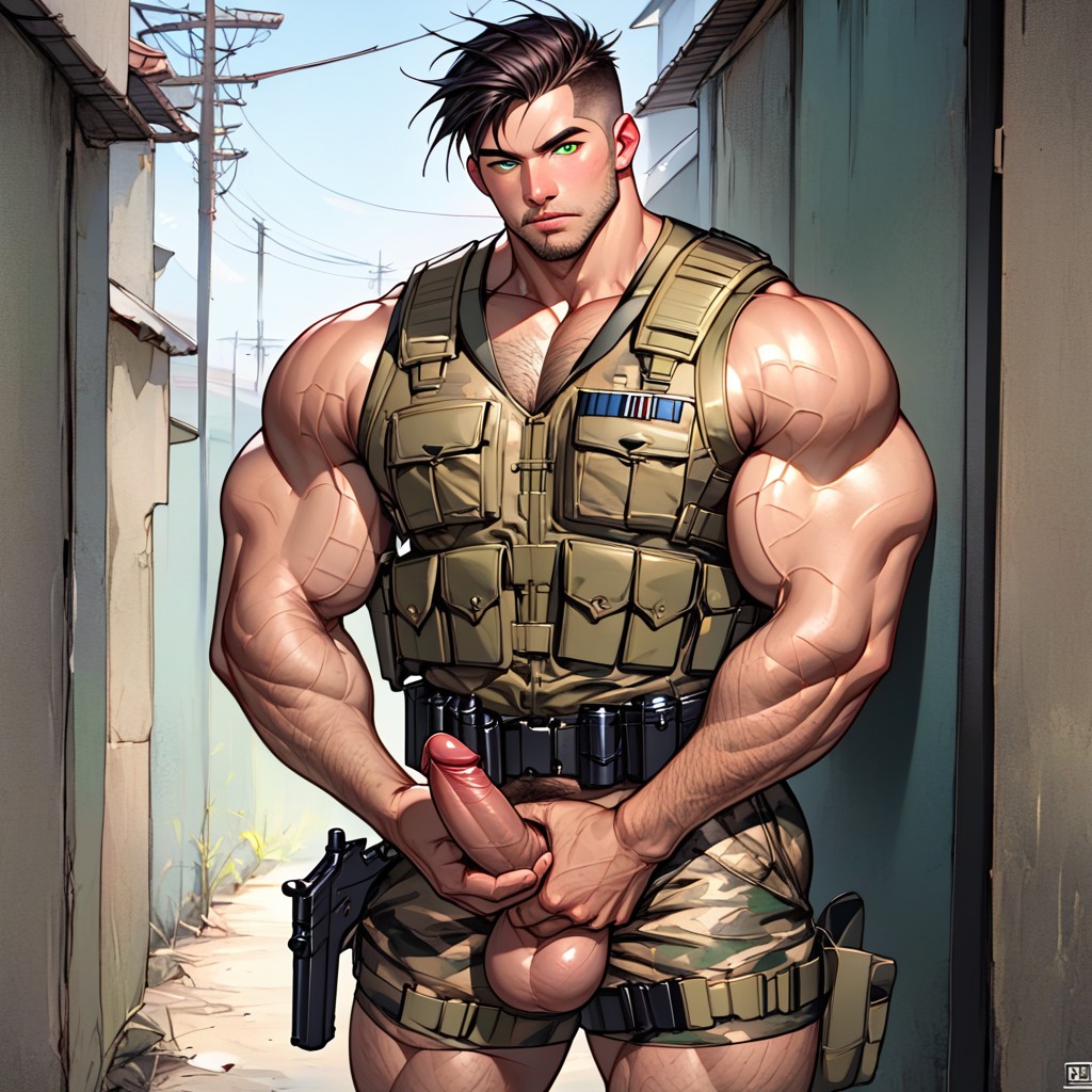 Stubble, Very Short Hair, Masculine AI Gay Porn